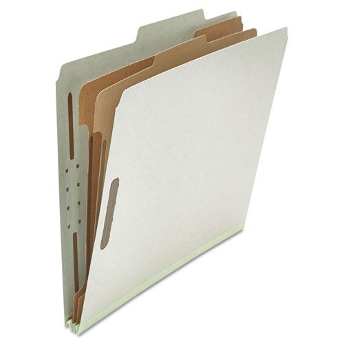 Six-Section Pressboard Classification Folders, 2" Expansion, 2 Dividers, 6 Fasteners, Letter Size, Gray Exterior, 10/Box. Picture 5