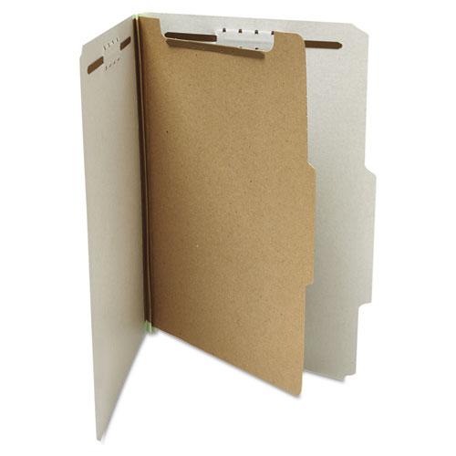 Four-Section Pressboard Classification Folders, 2" Expansion, 1 Divider, 4 Fasteners, Letter Size, Gray Exterior, 10/Box. Picture 5