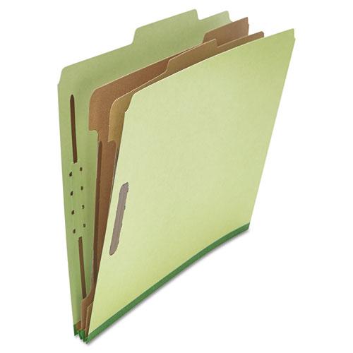 Six-Section Pressboard Classification Folders, 2" Expansion, 2 Dividers, 6 Fasteners, Letter Size, Green Exterior, 10/Box. Picture 5