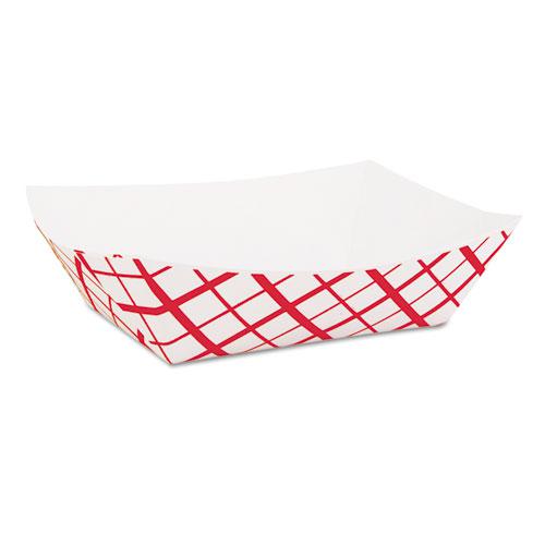 Paper Food Baskets, 1 lb Capacity, Red/White, 1,000/Carton. Picture 1