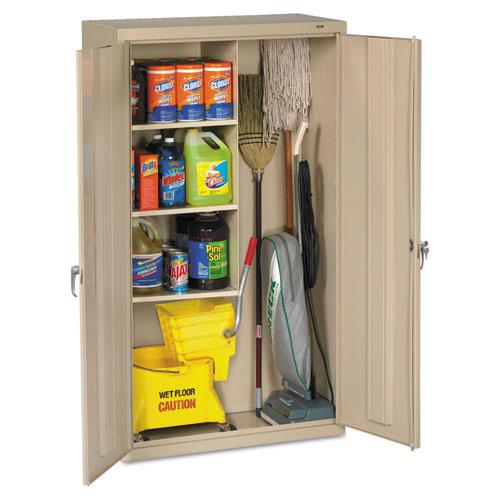 Janitorial Cabinet, 36w x 18d x 64h, Putty. Picture 1