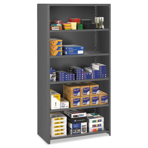 Closed Commercial Steel Shelving, Five-Shelf, 36w x 18d x 75h, Medium Gray. The main picture.