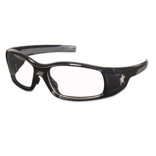 Swagger Safety Glasses, Black Frame, Clear Lens. Picture 1