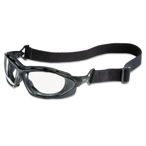 Seismic Sealed Eyewear, Clear Uvextra AF Lens, Black Frame. Picture 1