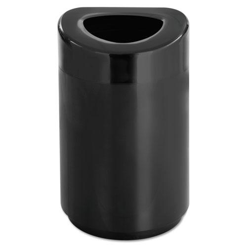 Open Top Round Waste Receptacle, 30 gal, Steel, Black. Picture 1