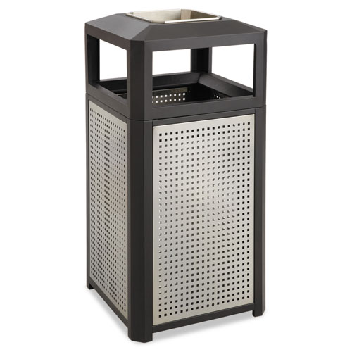 Ashtray-Top Evos Series Steel Waste Container, 15gal, Black. Picture 1