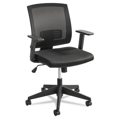 Mezzo Series Task Chair, Mesh Back, Upholstered Seat, Black Seat/Back. The main picture.