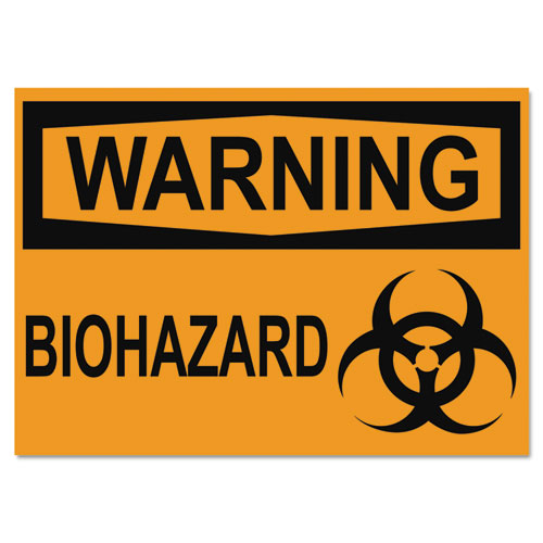 OSHA Safety Signs, WARNING BIOHAZARD, Orange/Black, 10 x 14. Picture 1