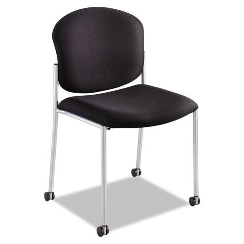 Diaz Guest Chair, Fabric Seat/Back, 19.5" x 18.5" x 33.5", Black Seat/Back, Silver Base. Picture 1