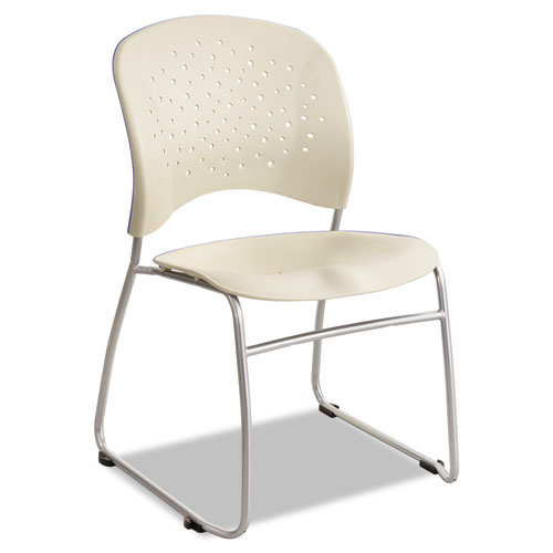 Rêve Series Guest Chair With Sled Base, Latte Plastic, Silver Steel, 2/CT. Picture 1