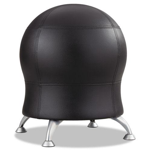 Zenergy Ball Chair, Backless, Supports Up to 250 lb, Black Vinyl Seat, Silver Base. Picture 1