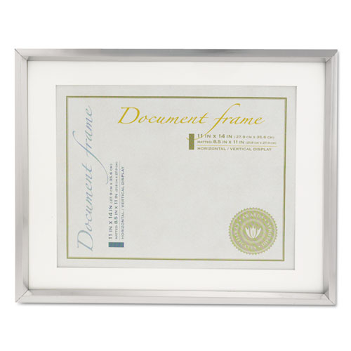 Plastic Document Frame with Mat, 11 x 14 and 8.5 x 11 Inserts, Metallic Silver. Picture 1