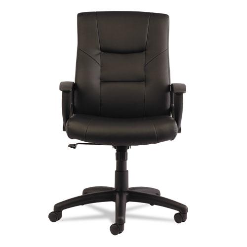 Alera YR Series Executive High-Back Swivel/Tilt Bonded Leather Chair, Supports 275 lb, 17.71" to 21.65" Seat Height, Black. Picture 5