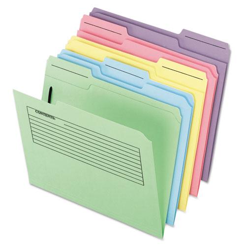Printed Notes Fastener Folder, 1 Fastener, Letter Size, Assorted Colors, 30/Pack. Picture 1