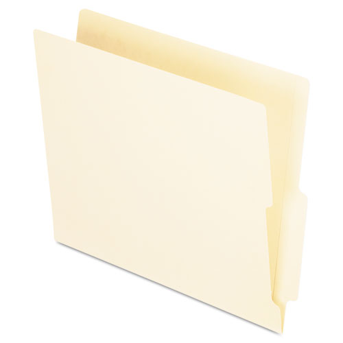 Manila End Tab Folders, 9.5" High Front, Straight 2-Ply Tabs, Letter Size, Manila, 100/Box. Picture 1