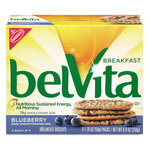 belVita Breakfast Biscuits, 1.76 oz Pack, Blueberry, 64/Carton. The main picture.