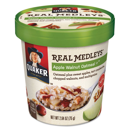 Real Medleys Oatmeal, Apple Walnut Oatmeal+, 2.64 oz Cup, 12/Carton. The main picture.