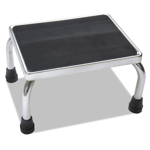 Foot Stool, 1-Step, 350 lb Capacity, 16 x 12 x 8.25, Steel, Chrome/Black Mat. The main picture.