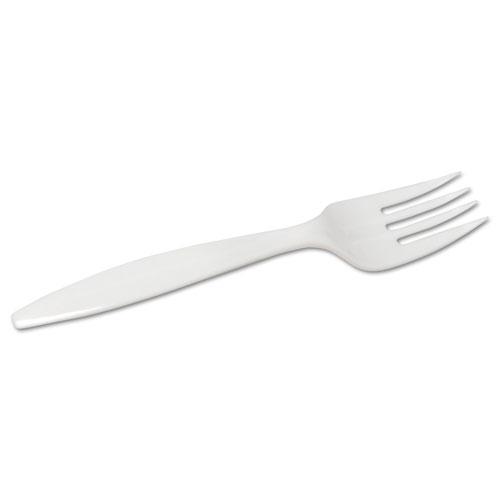 Mediumweight Polypropylene Cutlery, Fork, White, 1,000/Carton. Picture 1