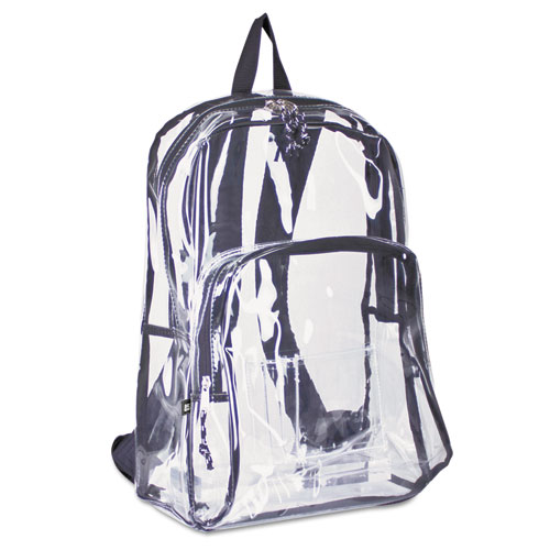 Backpack, PVC, 12.5 x 5.5 x 17.5, Clear/Black. Picture 1