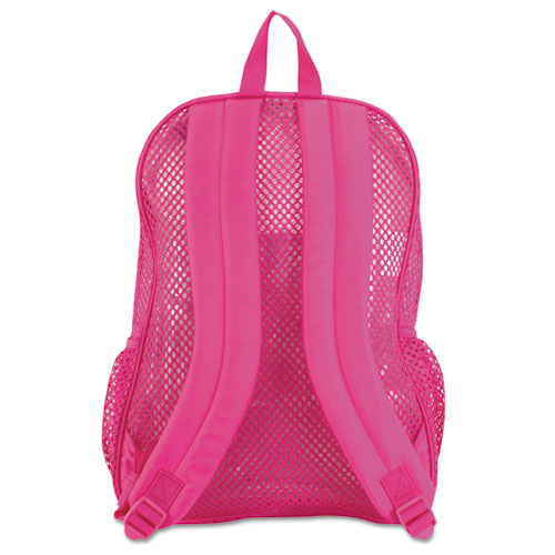 Mesh Backpack, Fits Devices Up to 17", Polyester, 12 x 5 x 18, Clear/English Rose. Picture 3