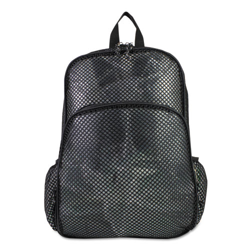Mesh Backpack, Fits Devices Up to 17", Polyester, 12 x 17.5 x 5.5, Black. Picture 2