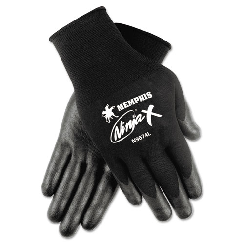 Ninja x Bi-Polymer Coated Gloves, Large, Black, Pair. The main picture.