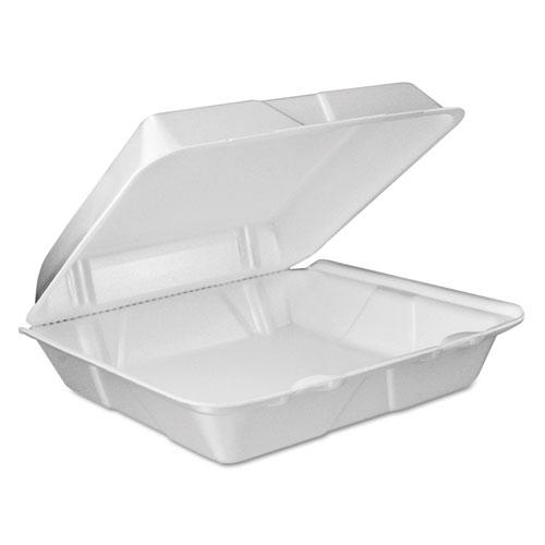 Foam Hinged Lid Container, Vented Lid, 9 x 9.4 x 3, White, 100/Pack, 2 Packs/Carton. Picture 1
