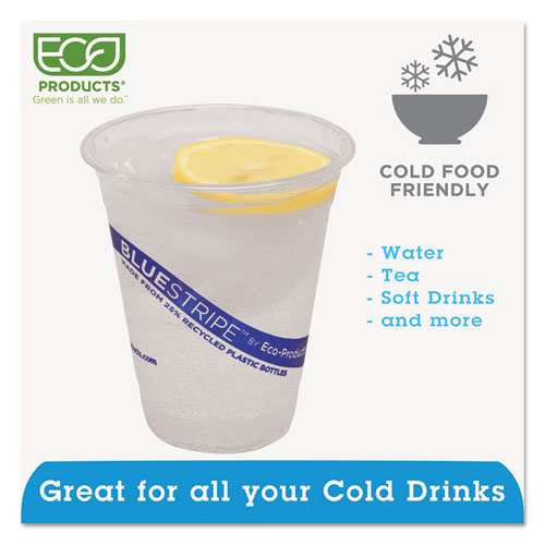 BlueStripe 25% Recycled Content Cold Cups, 12 oz, Clear/Blue, 50/Pack, 20 Packs/Carton. Picture 4