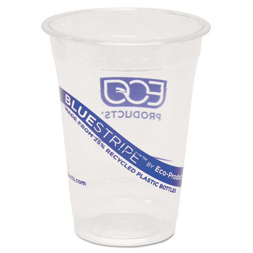 BlueStripe 25% Recycled Content Cold Cups, 16 oz, Clear/Blue, 50/Pack, 20 Packs/Carton. Picture 5