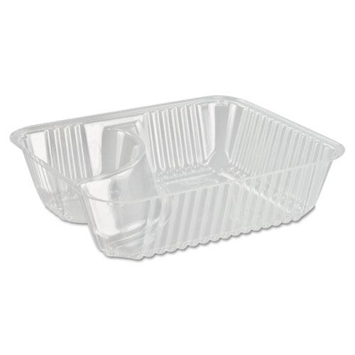 ClearPac Small Nacho Tray, 2-Compartments, 5 x 6 x 1.5, Clear, 125/Bag, 2 Bags/Carton. Picture 1