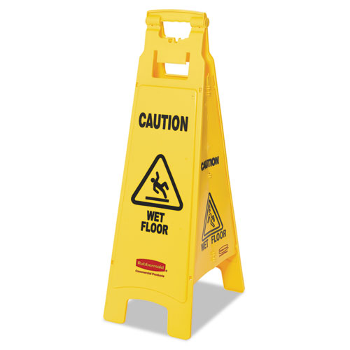 Caution Wet Floor Sign, 4-Sided, 12 x 16 x 38, Yellow. The main picture.