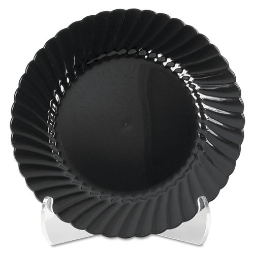 Classicware Plastic Plates, 9 Inches, Black, Round, 25/Pack. Picture 1