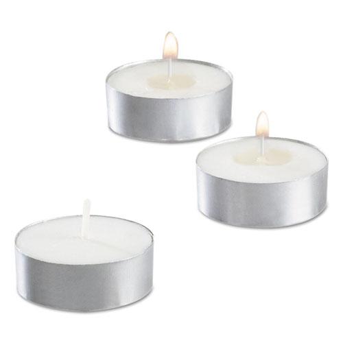 Tealight Candle, 5 Hour Burn, 0.5"h, White, 50/Pack, 10 Packs/Carton. Picture 1