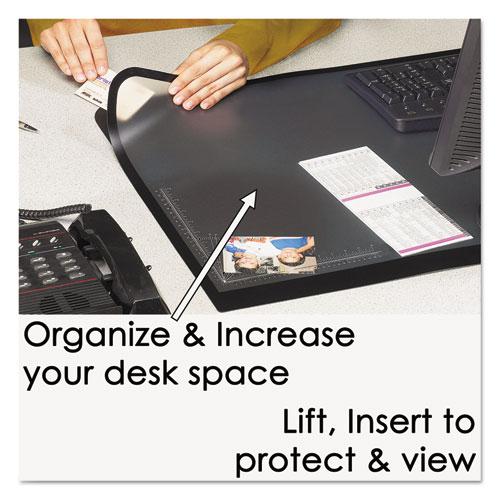 Desk Pad with Transparent Lift-Top Overlay and Antimicrobial Protection, 24" x 19", Black Pad, Transparent Frost Overlay. Picture 4