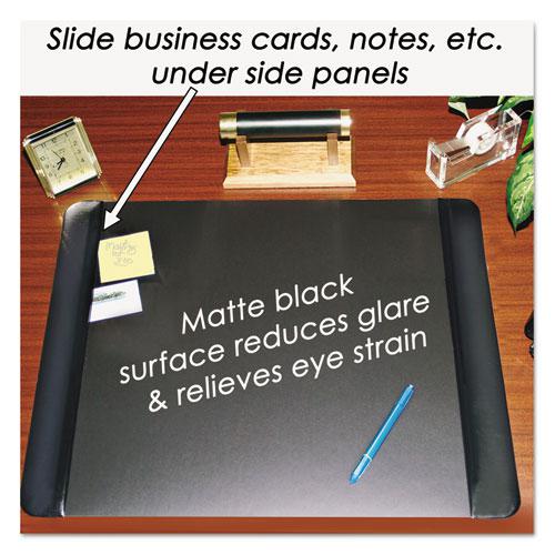 Executive Desk Pad with Antimicrobial Protection, Leather-Like Side Panels, 36 x 20, Black. Picture 2