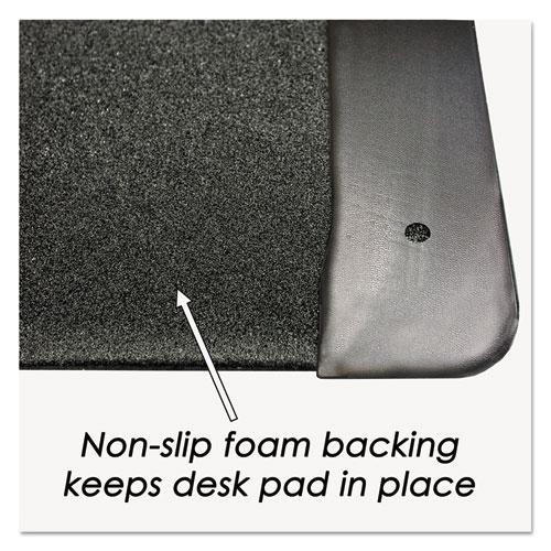 Executive Desk Pad with Antimicrobial Protection, Leather-Like Side Panels, 24 x 19, Black. Picture 4
