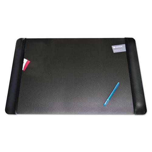 Executive Desk Pad with Antimicrobial Protection, Leather-Like Side Panels, 36 x 20, Black. The main picture.