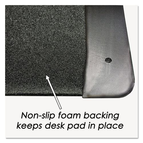 Executive Desk Pad with Antimicrobial Protection, Leather-Like Side Panels, 36 x 20, Black. Picture 3