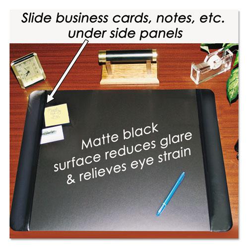 Executive Desk Pad with Antimicrobial Protection, Leather-Like Side Panels, 24 x 19, Black. Picture 3