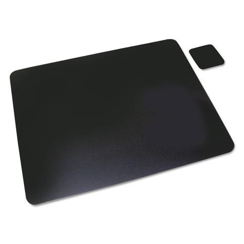 Leather Desk Pad with Coaster, 20 x 36, Black. Picture 1