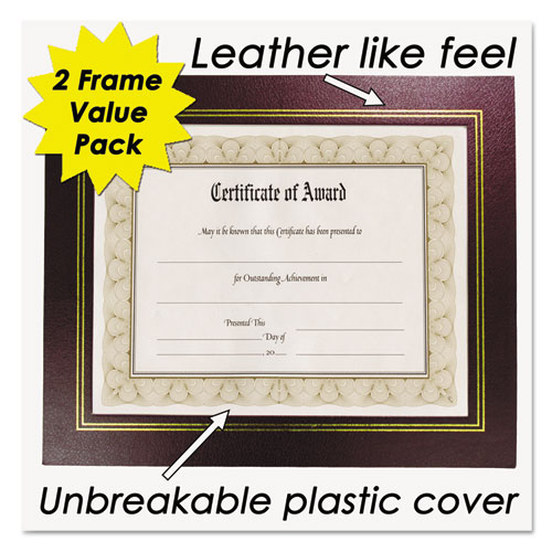 Leatherette Document Frame, 8-1/2 x 11, Burgundy, Pack of Two. Picture 4