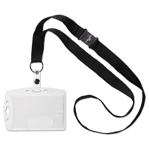 ID/Security Card Holder Set, Vertical/Horizontal, Lanyard, Clear, 10/Pack. Picture 3