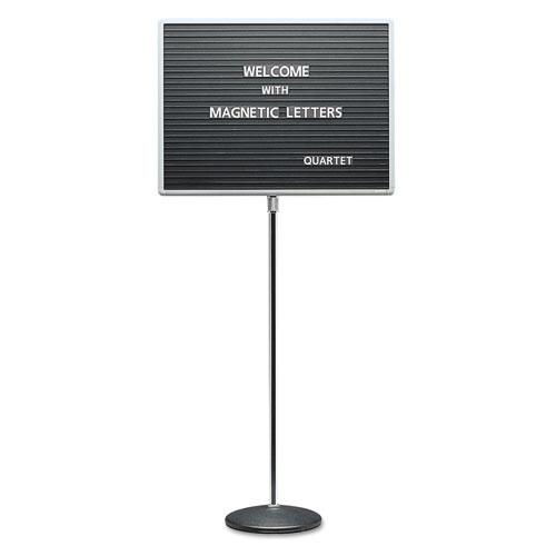 Adjustable Single-Pedestal Magnetic Letter Board, 24 x 18, Black Surface, Gray Aluminum Frame. Picture 1
