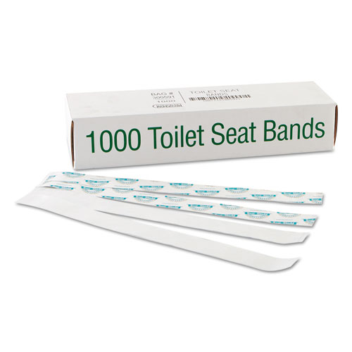 Sani/Shield Printed Toilet Seat Band, 16 x 1.5, Deep Blue/White, 1,000/Carton. Picture 1