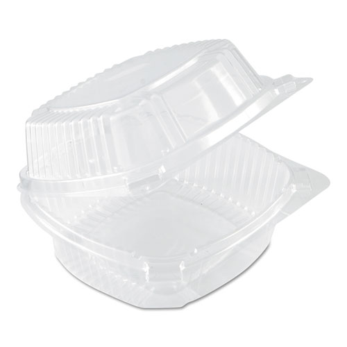ClearView SmartLock Hinged Lid Container, 20 oz, 5.75 x 6 x 3, Clear, 500/Carton. Picture 1