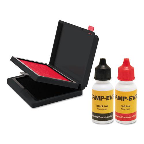 Two-Color Stamp Pad with Ink Refill, 4" x 2.38", Red/Black. Picture 1
