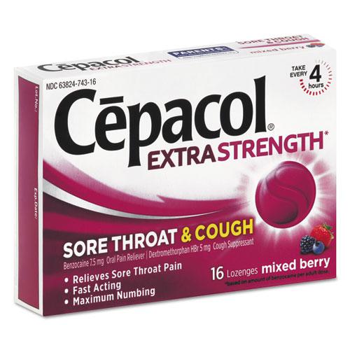 Sore Throat and Cough Lozenges, Mixed Berry, 16/Pack, 24 Packs/Carton. Picture 2