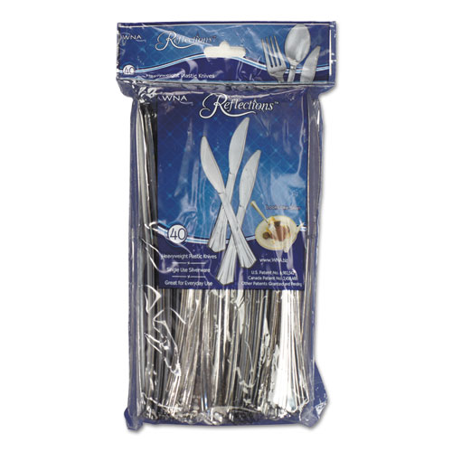 Reflections Heavyweight Plastic Utensils, Knife, Silver, 7 1/2", 40/Pack. Picture 1