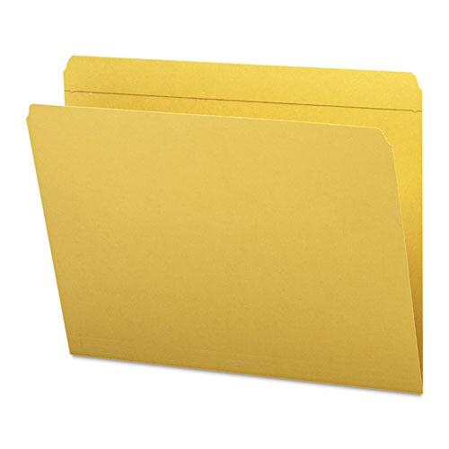 Reinforced Top Tab Colored File Folders, Straight Tabs, Letter Size, 0.75" Expansion, Goldenrod, 100/Box. The main picture.